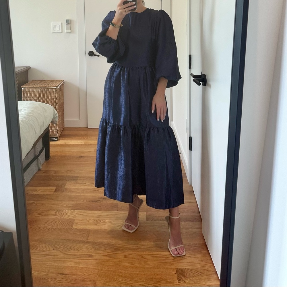 Topshop Rich Navy Midi Dress (US size 2)